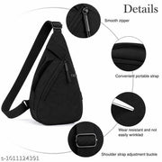Chest Bag for Women Men Fashion Cotton Lightweight Shoulder Bag Front Back Sling Shoulder Bag Zipper Pouch Day Bag with Handle Casual Beige Chest Bag for Hiking, Work