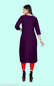 Casual Regular Fit American Crepe Low Price Plain Kurti for Women's