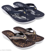Ango Soft Footbed Sandals for Women Lightweight & Comfortable Daily Wear Fashion Sandals Pack of 2