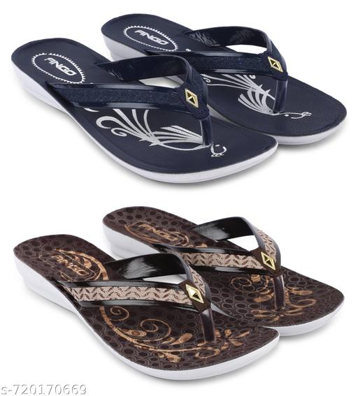 Ango Soft Footbed Sandals for Women Lightweight & Comfortable Daily Wear Fashion Sandals Pack of 2