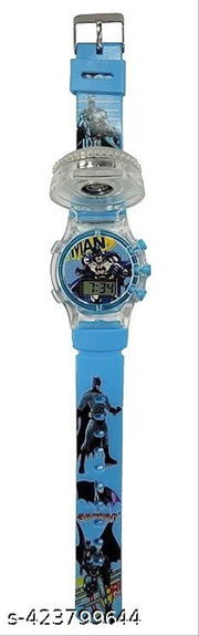Dreamy Soft Rubber Silicone Light with Spinner Cartoon Cap Cover Digital Kids Watch Non Breakable Wrist Watch - Pack of 1 Watch (Btmn Turquoise)