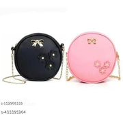 Stylish sling bag for girls and 2 pcs pink black