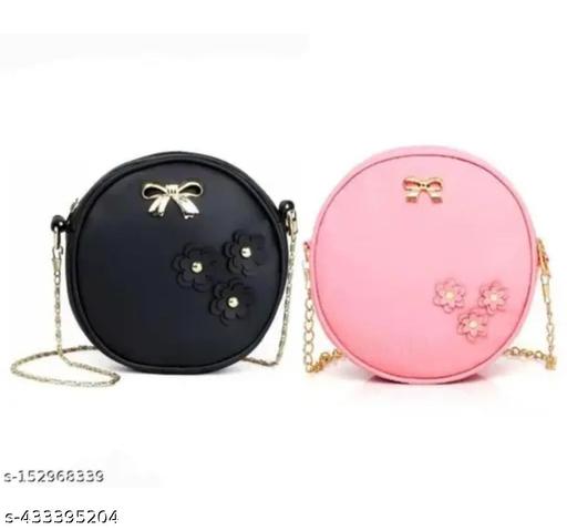 Stylish sling bag for girls and 2 pcs pink black