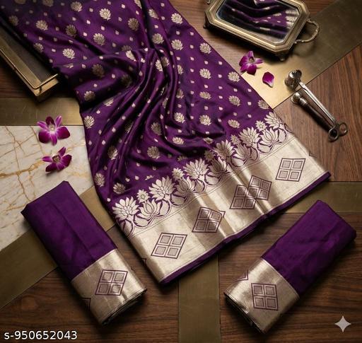 Soft Jacquard Silk Saree for Women under ₹600 | Cream & Green Zari Woven Saree for Wedding & Festive Wear