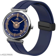 Date Function  Magnet Strap Analog Watch for Men & Boys Silver_26000k