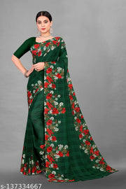 georgette green Saree with blouse