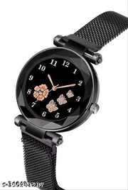 Diamond Dial with Latest Generation Black Magnet Belt Watch for Women