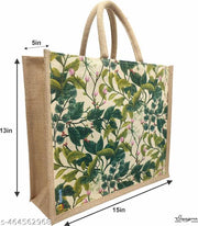 Sangra Eco-Friendly Jute Multipurpose Handbag with Zipper | Stylish & Versatile All-Over Print Bag (Pack of 2)