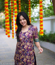 FASHIONABLE COTTON KURTI PURPLE  FOR WOMAN