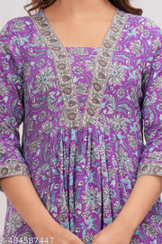 Flared Naira Cut Aliya Cut Straight Printed Kurti