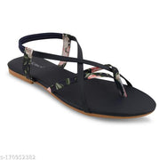 Women Stylish Fashion Navy Blue Flats Sandal