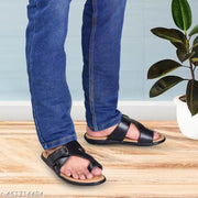 Calibrel Men Black Stylish leather slipper sandal for men  leather slipper for men