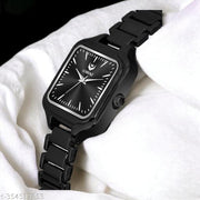 Lorenz Metallic Black Chain Wrist Watch for Women | Square Dial Women's Watch | AS-124A