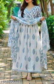 anarakali kurti dupatta blue