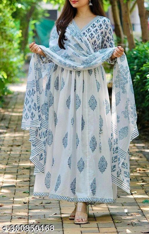 anarakali kurti dupatta blue