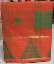 Raj Saree House Women's Bengali Pure Cotton Handloom Saree I Tant Saree I BengalI Saree  Daily  wear Tant   ( ORRANGE // Without Blouse)