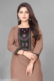 Desigener Kurti New Collection Cotton Blend Stylish New Trendy Embroidered Pattern Casual Kurta for Girls & Women
