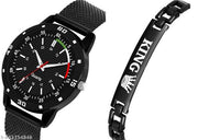 Black Watch King Bracelet for Men Analog Watch - For Men
