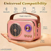 Vintage Bluetooth Wireless Speaker | 10W RMS Loud Sound | Retro Design with Type-C Charging