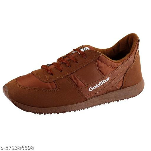 Stylish Brown Synthetic Solid Walking Shoes For Men