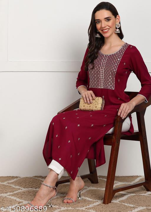 Sequin Embroidered Straight Kurti