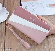 ALLDAYPROVISION Women's Long Wallet Tassel PU Leather Multi- Slots Girls Zipper Coin Large Purse Wallet for Women(Pink)