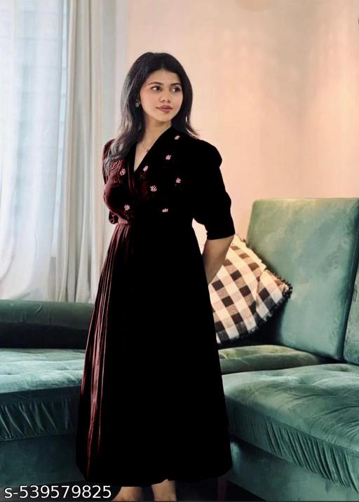 Beautiful Cofee anarkali kurti Designer  Embordered