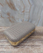 FANCY PARTYWEAR BOX CLUTCH WITH HANDLE SHIMMER SHINING BRIDAL CLUTCH
