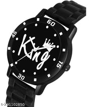 BEST QUALITY BEST PRICE Classy Analogue Black Dial Tranding  Pu Belt Watches For Men Boys