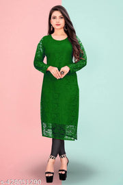 Luxurious Party Wear Net Fabric Kurtis For Woman Girl