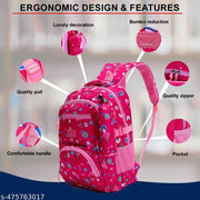 35L Printed Stylish & Trendy Water Resistant High Storage School Collage Travel Backpack Bag With Pouch Set for Girls & Women, 18 Inch