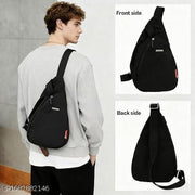 Nylon Sling Bag for Men & Women | Lightweight Crossbody Chest Bag Handbag | Anti-Theft Back Pocket | Compact Everyday Carry Travel Shoulder Organizer | Casual | Water-Resistant