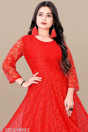 Flared Net Gown And Kurtis For Girl