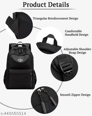 SYGA Unisex Casual Lightweight Fashion Backpack with USB Port, Large Capacity Schoolbag for Men and Women (Black)