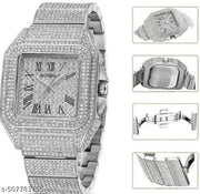 New Trending Silver diamond analog wrist watch for Men and Women (party wear, casual and professional wear)