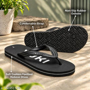 Yuki Unisex Comfortable Flip Flops for Men & Women | Soft Lightweight Casual Slippers | Black Chappal