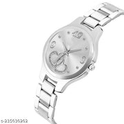 BOLUN Bolun Silver Double Heart Dial Metal Silver Belt Girls watch