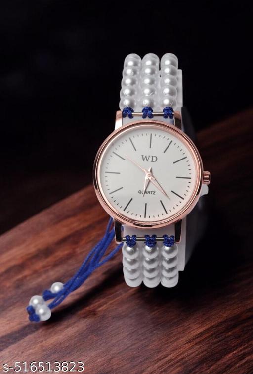 White Bead Bracelet Type Watch for women