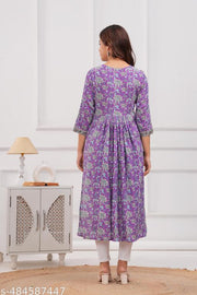 Flared Naira Cut Aliya Cut Straight Printed Kurti