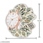 Scrunchie Bands Watch for Women & Girls Scrunchies Watch Classic Flower Dial & Unique Scrunchies Watches Strap Cloth Soft Pattern Solid Fabric Wristband Watch Combo Pack of 2