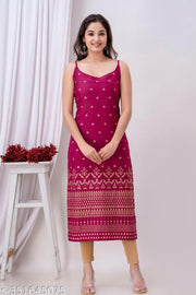 New Trendy Diwali Festive Special Sleeveless Strip Kurti/Kurtis