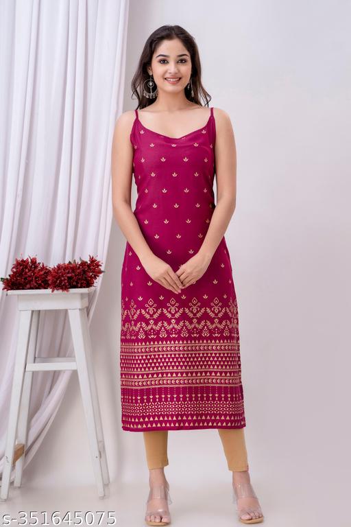 New Trendy Diwali Festive Special Sleeveless Strip Kurti/Kurtis