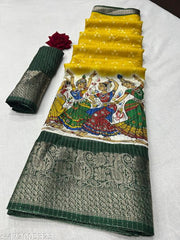 DOLA SILK SPARKLE ZARI  BANDHANI PRINT WITH JACQUARD BODAR