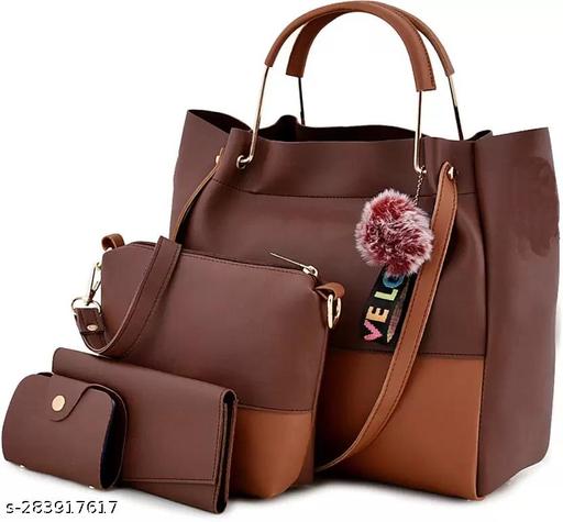 Hercraft Shoulder Pu-Leather Handbags for Women's. Combo Set of 4
