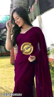 plain Georgette saree for womens