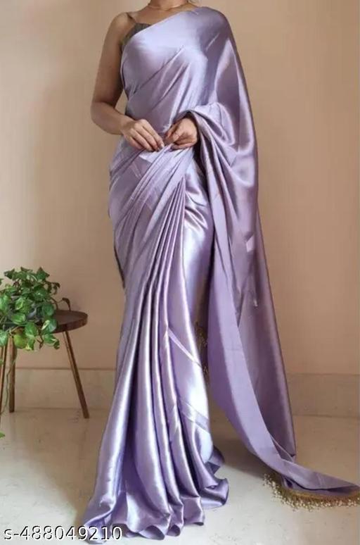 Plain Bollywood Satin, Silk Blend Saree