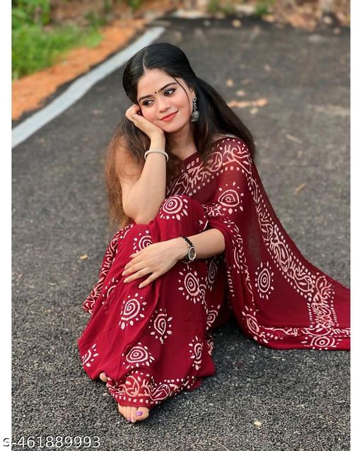 JAIPURI, BAGRU HAND BLOCK PRINT PURE SOFT COTTON MULMUL SAREE WITH BLOUSE PIECE