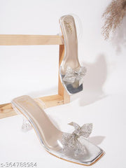 JM LOOKS Women's Fashion Transparent Backstrap Sandals|Stylish Design Heels for Girls| Kitten Heels for women| Women Footwear