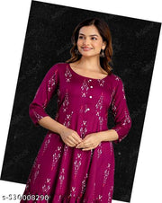 Trending Beautiful  Women Printed Maroon Anarkali Kurtis/ Woemen Kurtis | Womens/Girls Printed Anarkali Kurta