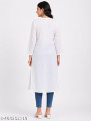 Rayon Embroidery Kurti White